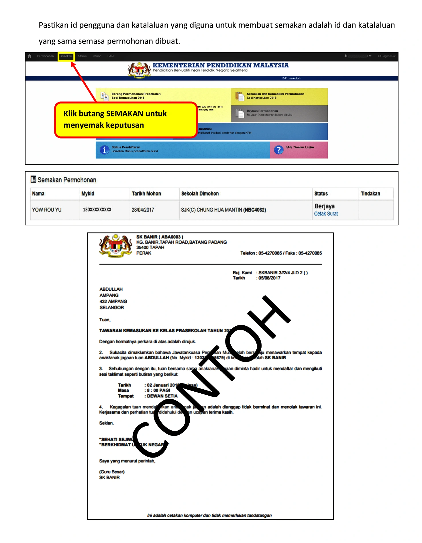 contoh keputusan eprasekolah