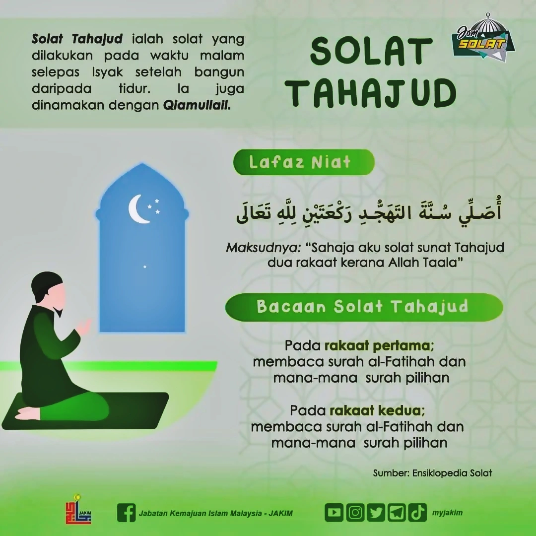 niat solat tahajud jakim