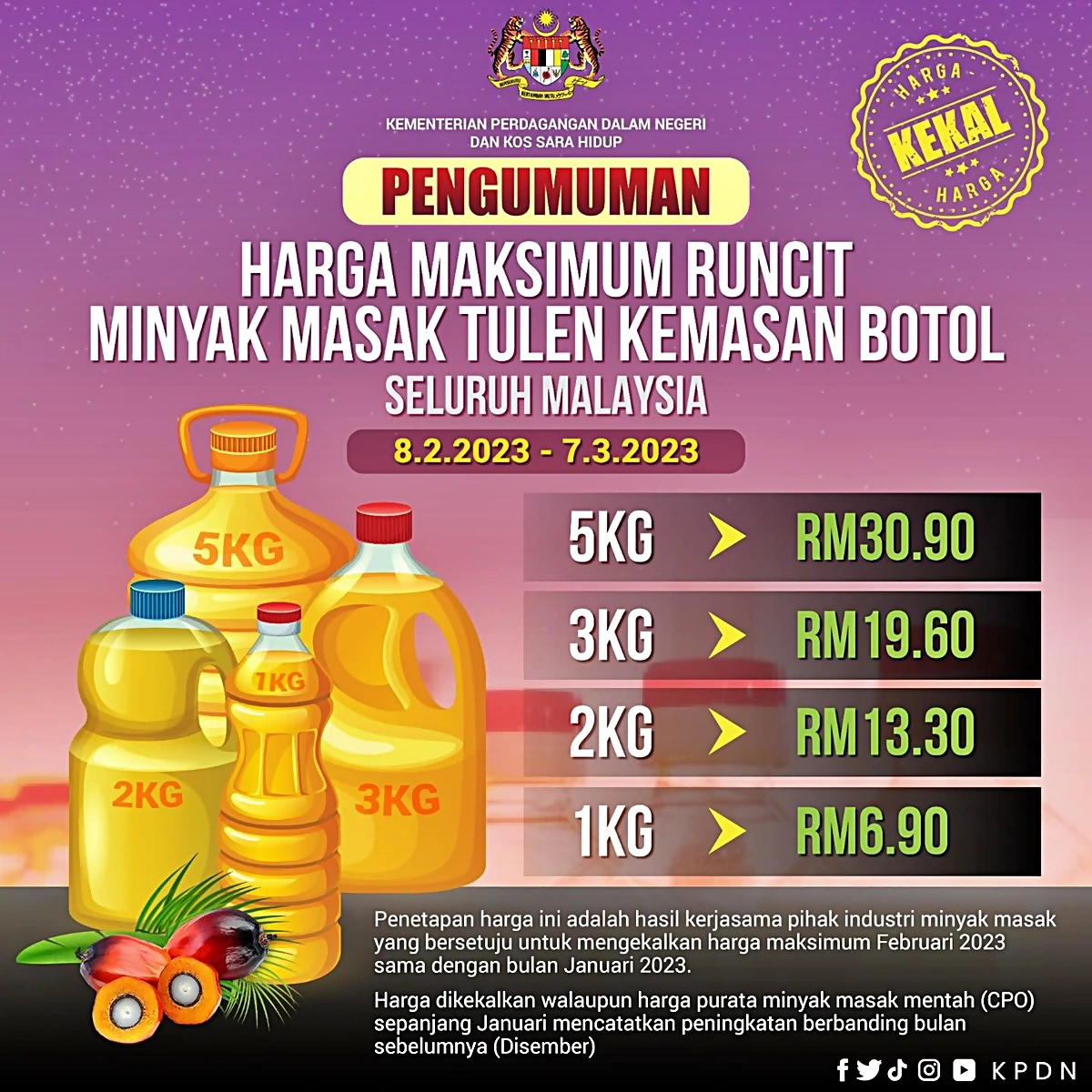 harga minyak masak botol