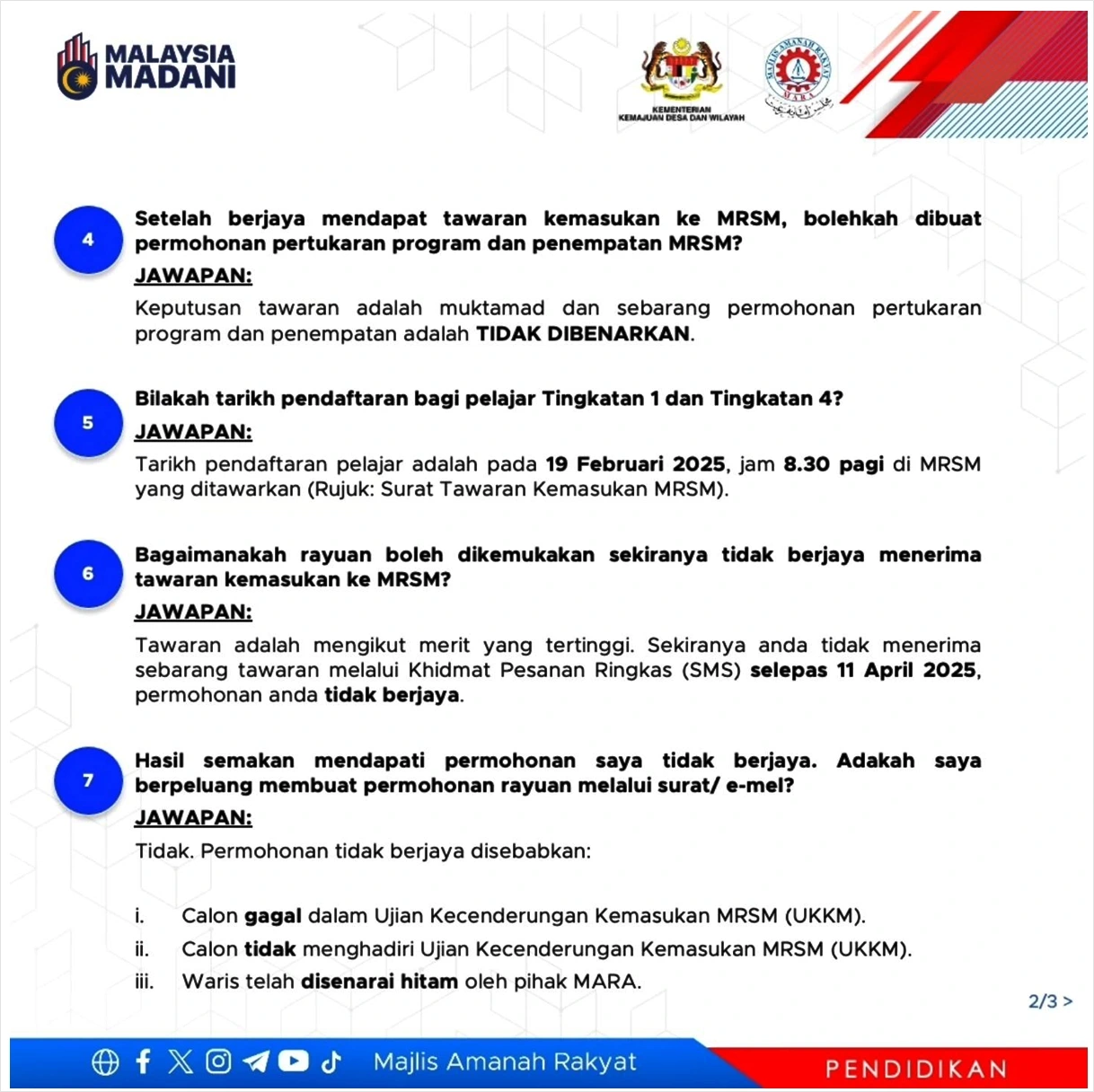 info kemasukan mrsm 2025 2