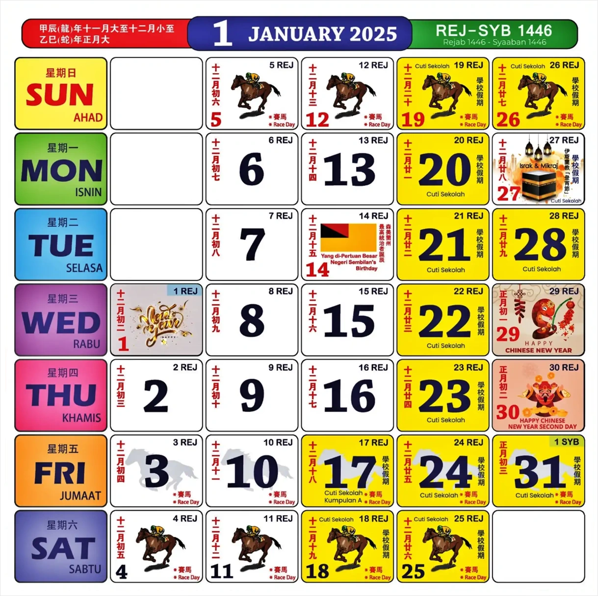 kalendar kuda january 2025