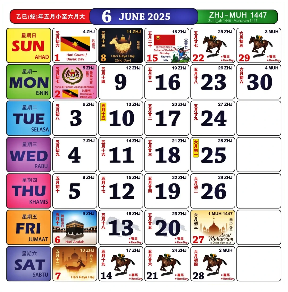kalendar kuda june 2025