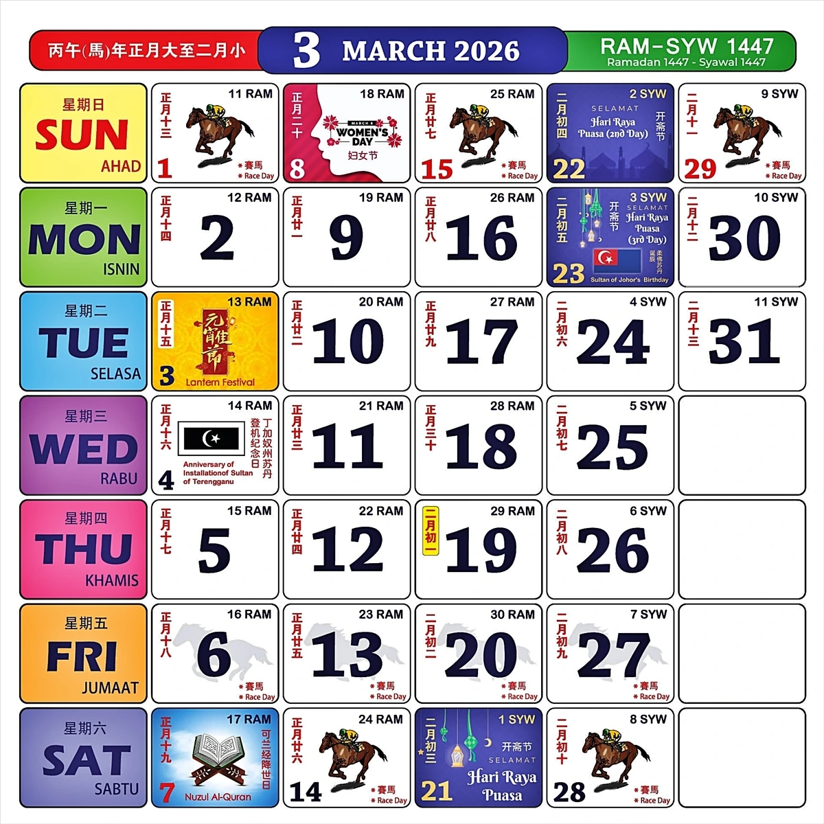 kalender kuda 2026 mac
