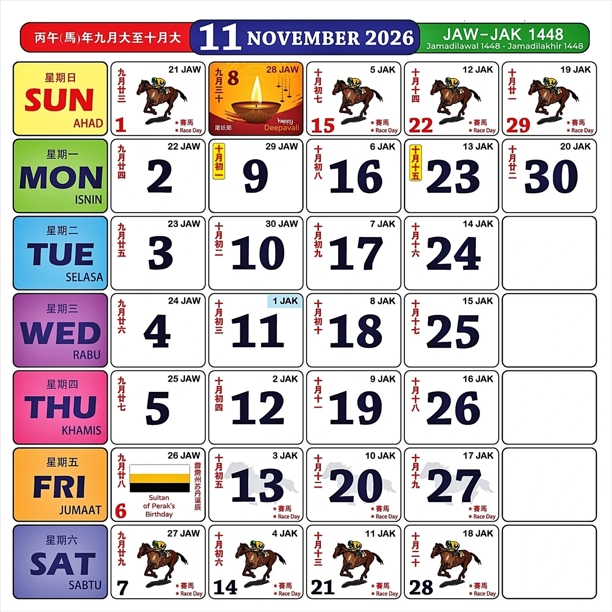 kalender kuda 2026 november