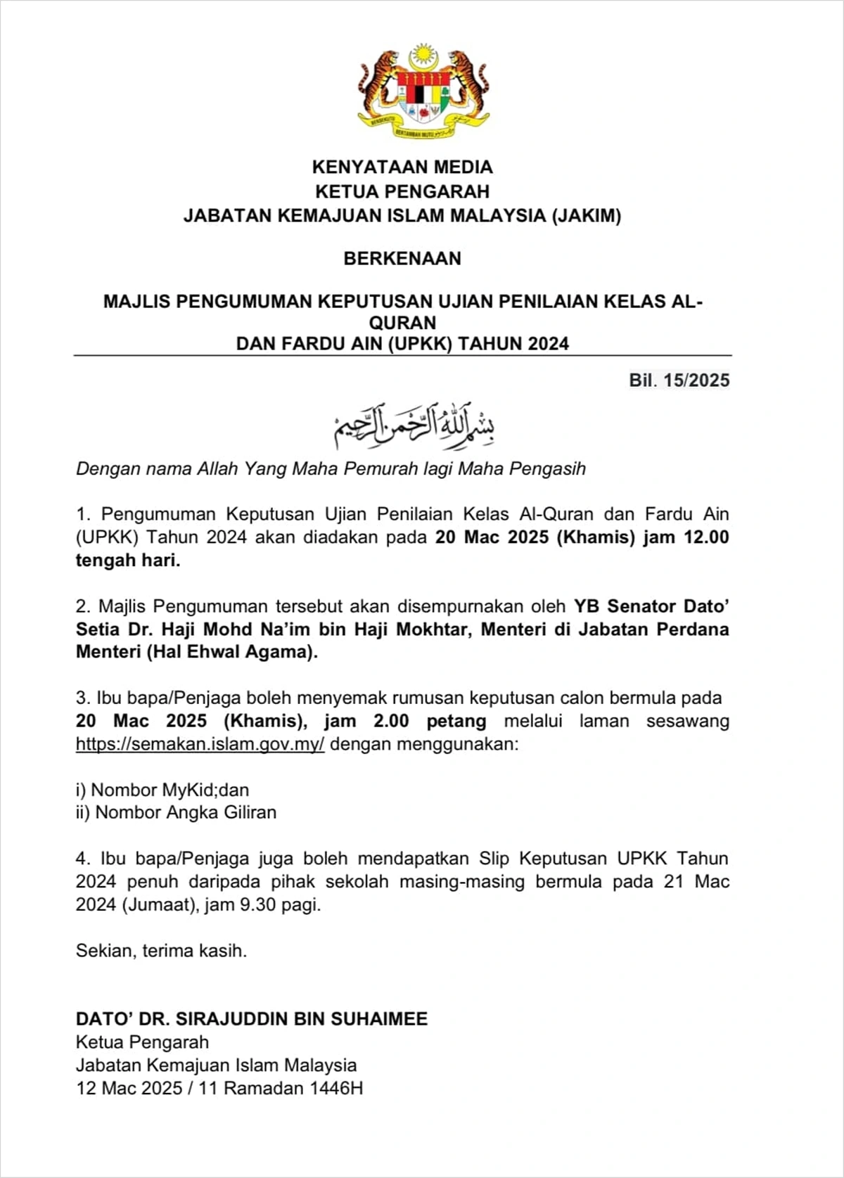 kenyataan keputusan upkk 2024
