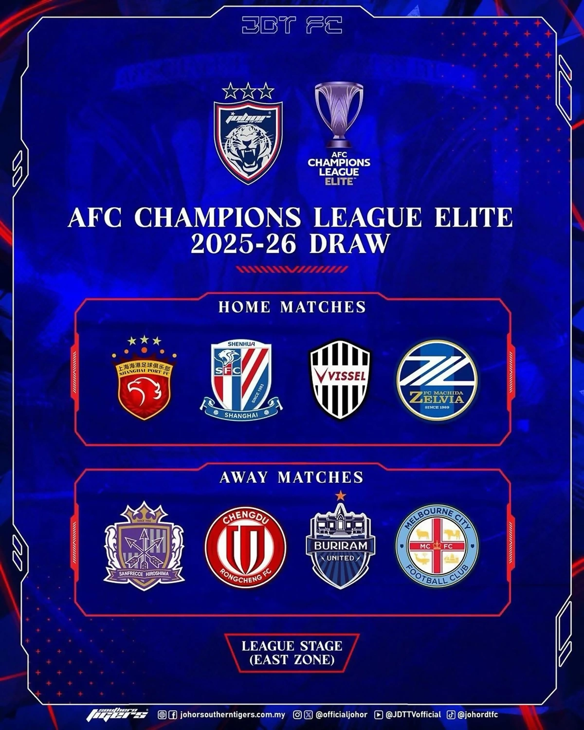 jadual jdt acle 2025
