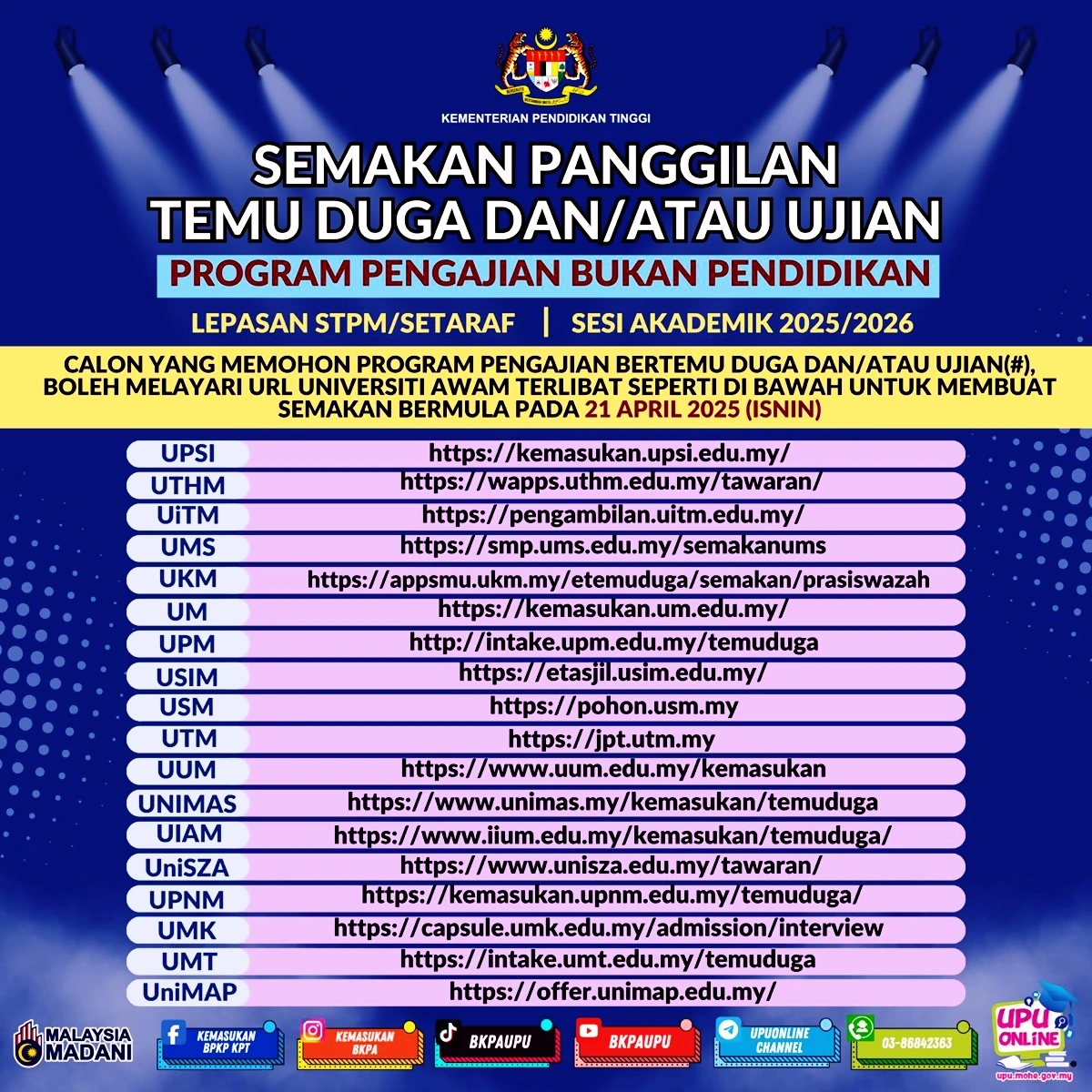 semakan temuduga 2025 stpm upu