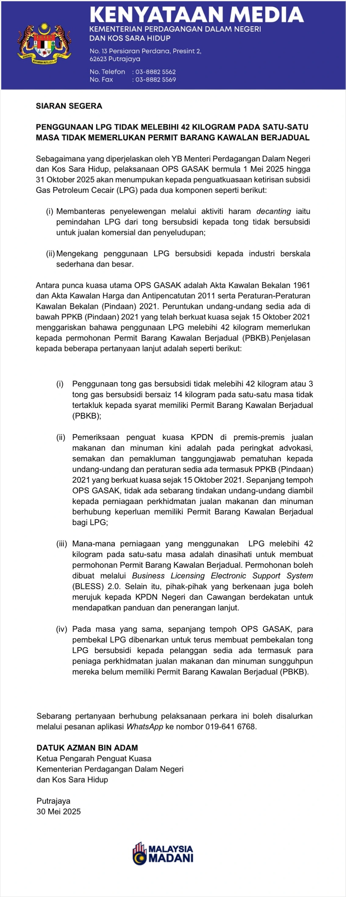 kenyataan media kpdn tong gas ungu