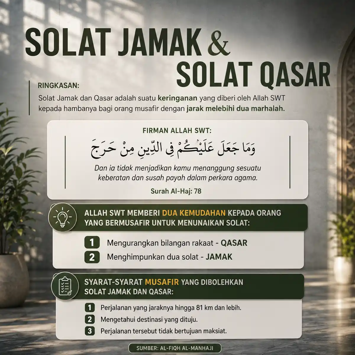 syarat sah solat jamak qasar