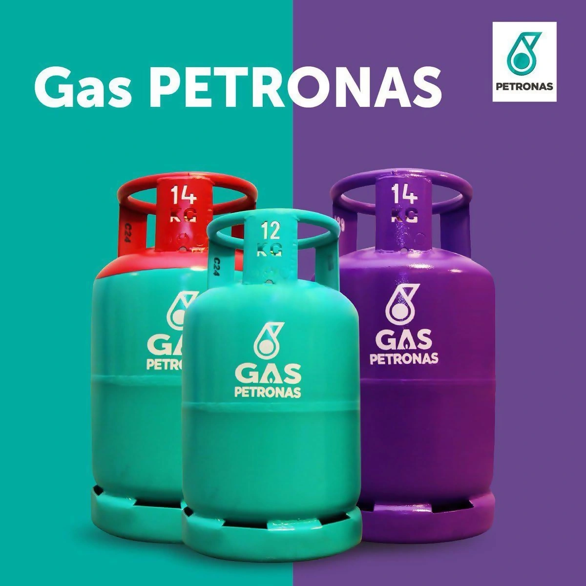 tong gas ungu hijau
