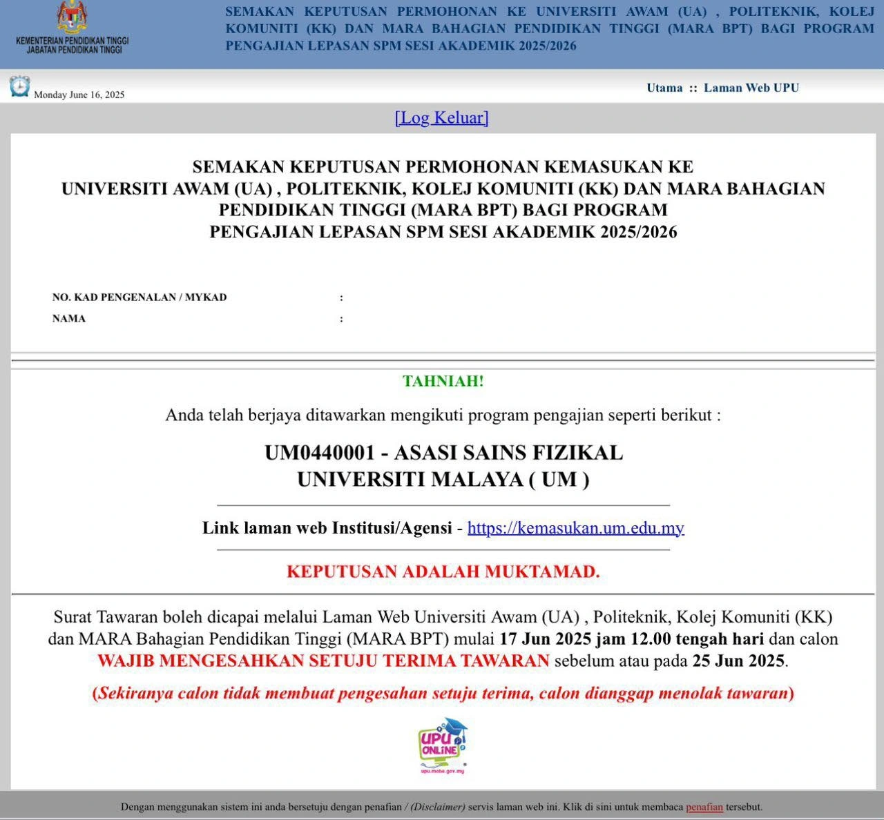 contoh paparan tawaran upu