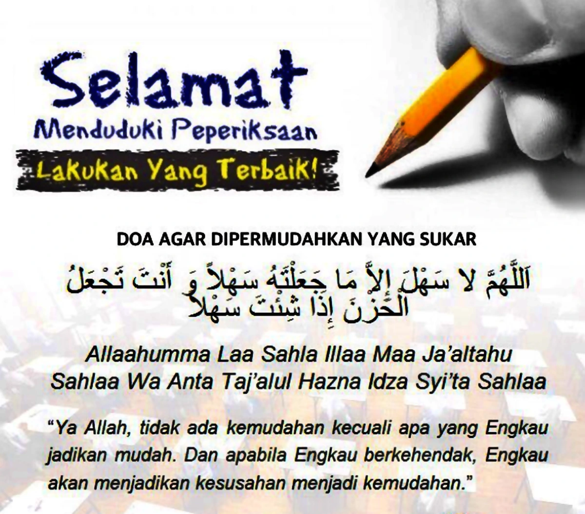 doa menduduki peperiksaan
