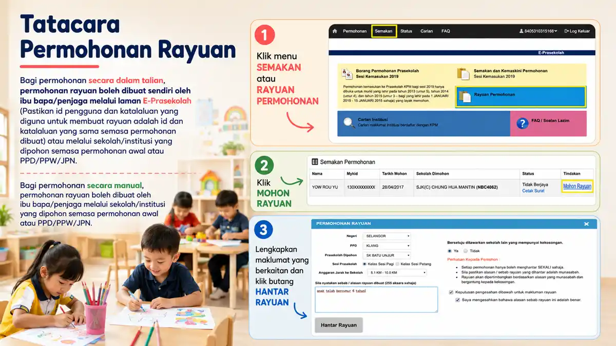 permohonan rayuan prasekolah