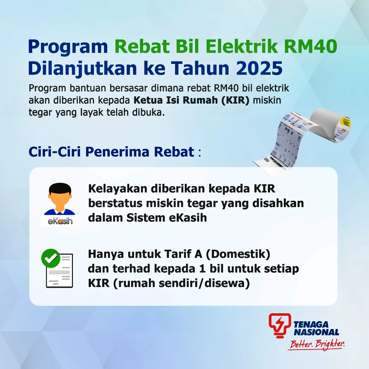 program rebat bil elektrik terkini