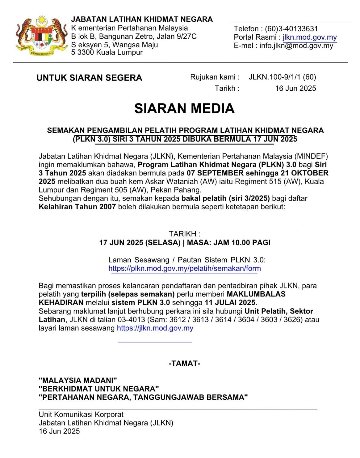 semakan nama pelatih plkn 2025 siri 3