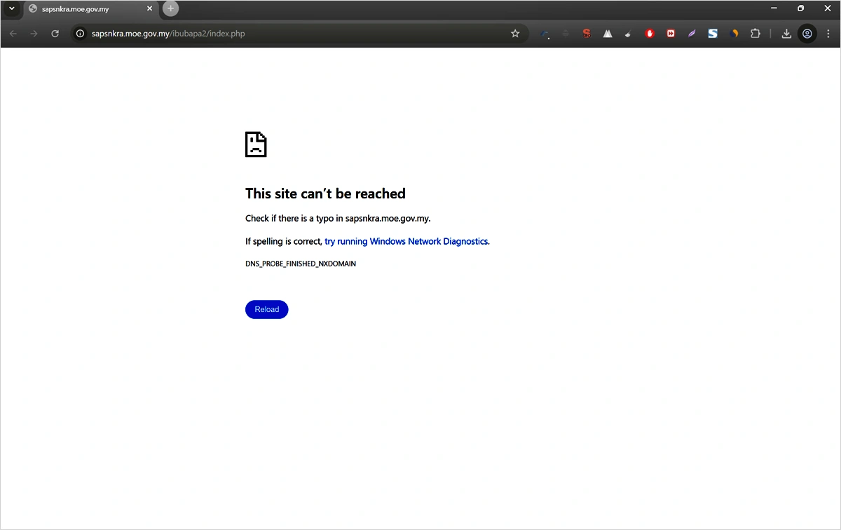 website saps ibu bapa tak dapat akses