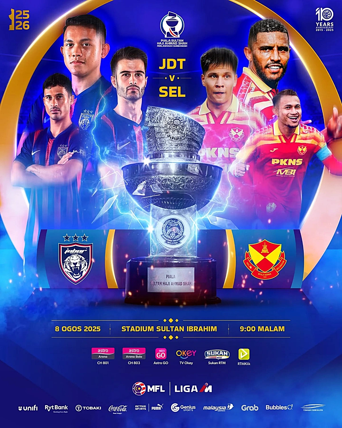 live jdt vs selangor piala sumbangsih 2025