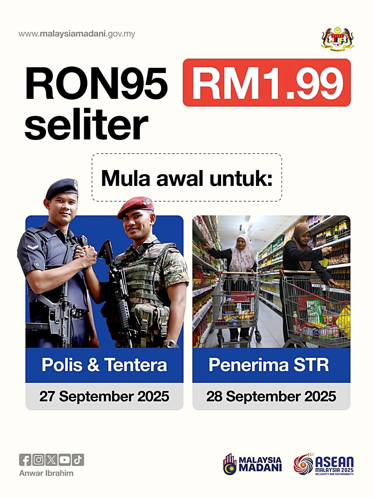 polis tentera penerima str budi madani ron95