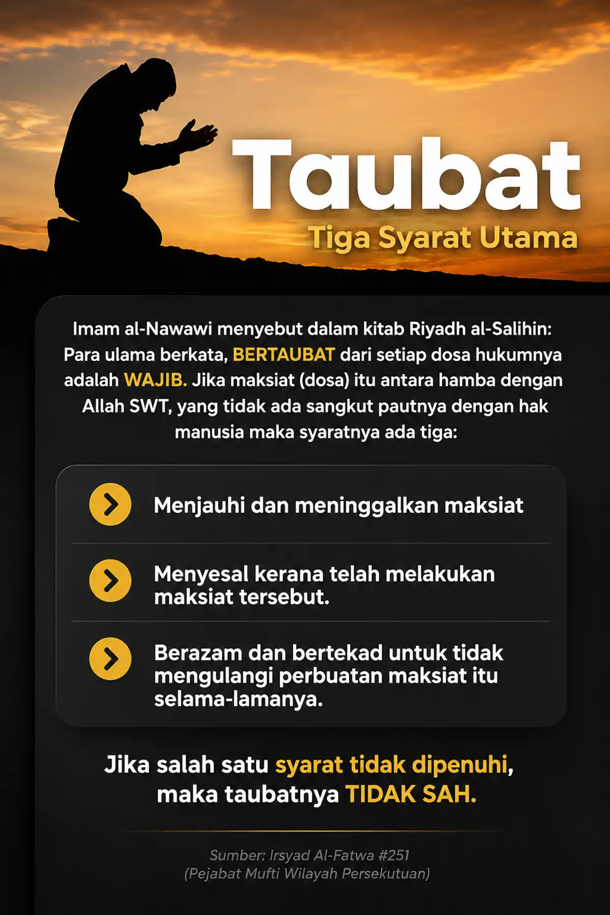 syarat utama taubat