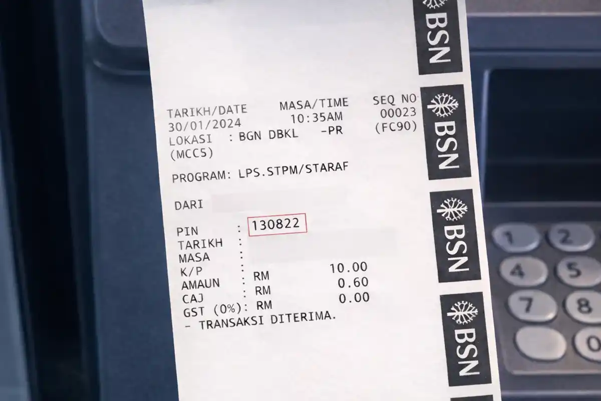 contoh resit pin upu bsn