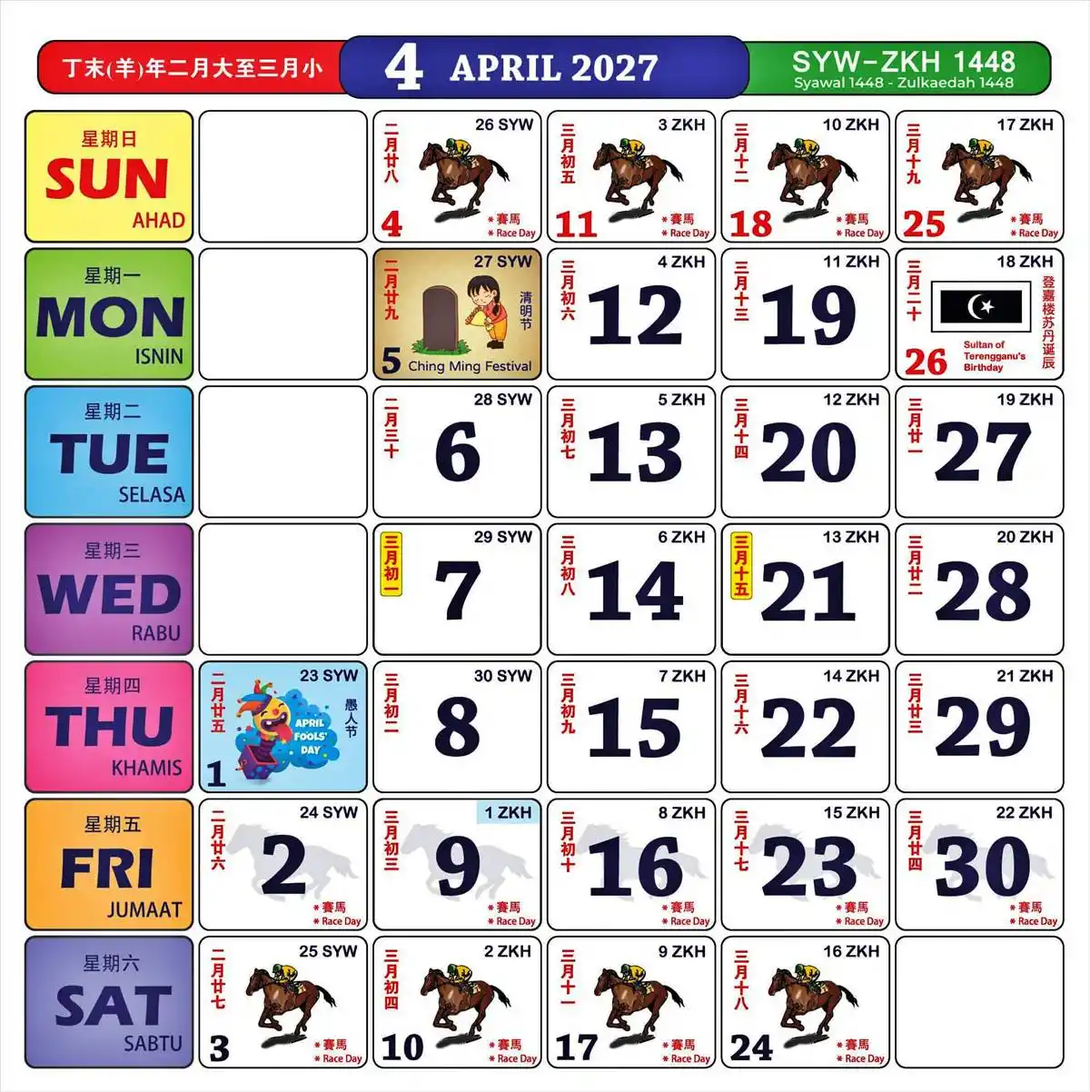 kalendar kuda april 2027
