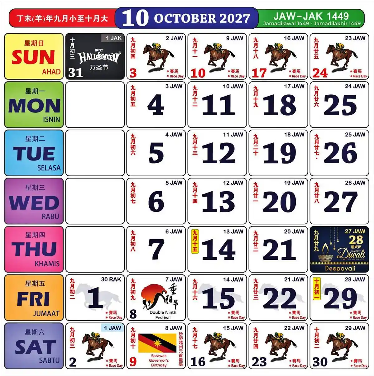 kalendar kuda oktober 2027