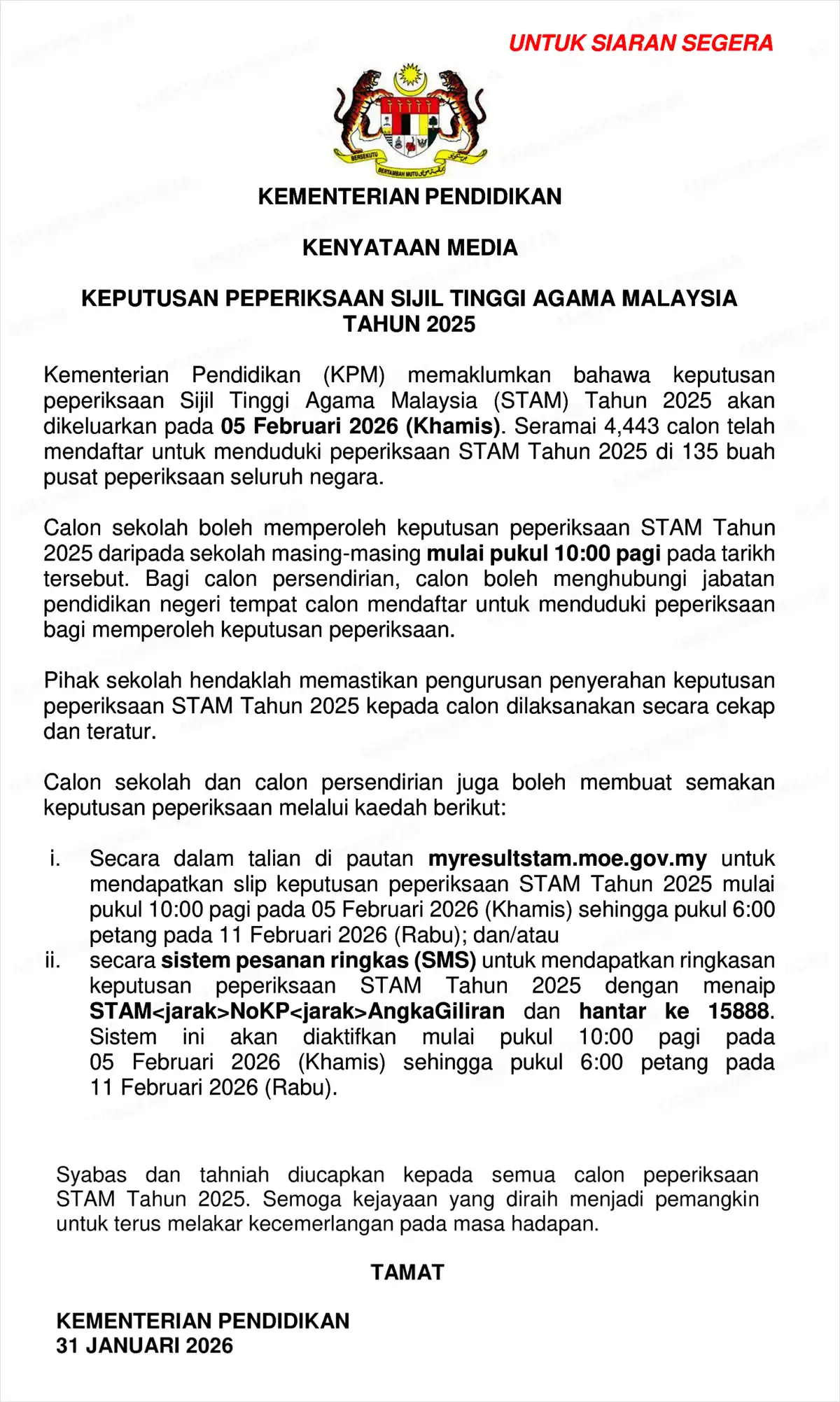 kenyataan media keputusan stam 2025