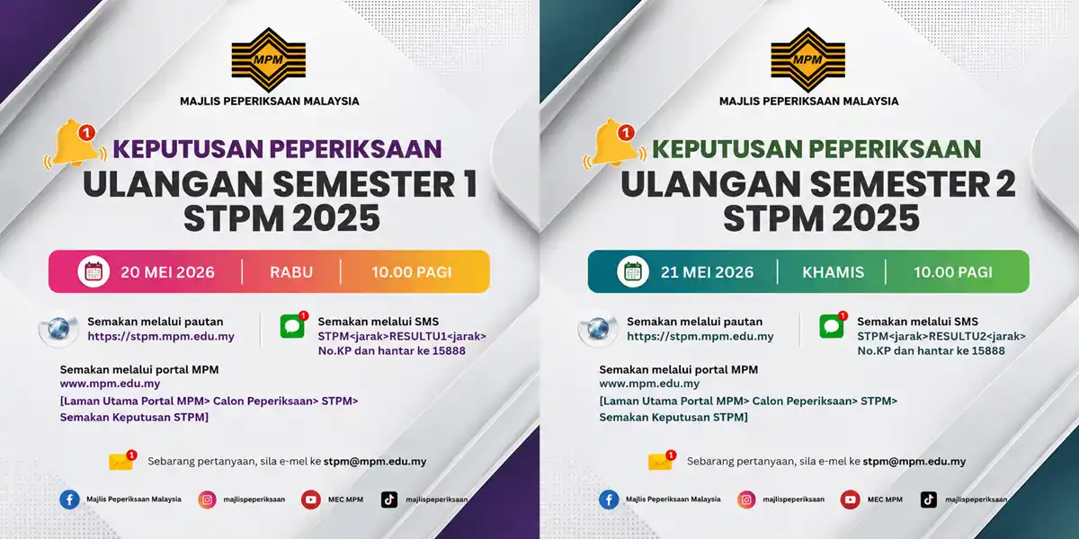 keputusan peperiksaan ulangan semester 1 dan 2 stpm 2025