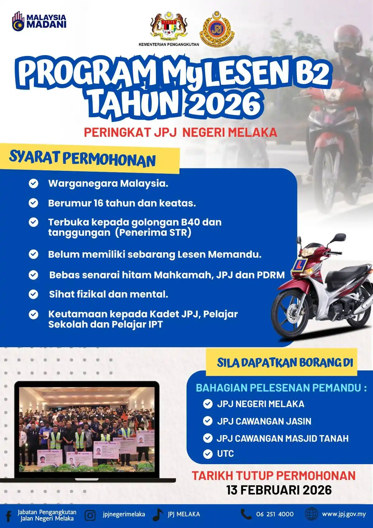 mylesen motosikal melaka 2026