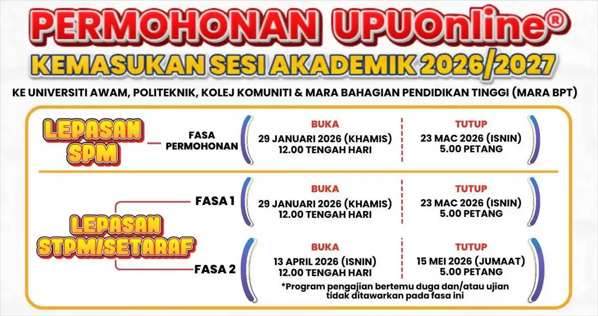 tarikh permohonan upu online 2026