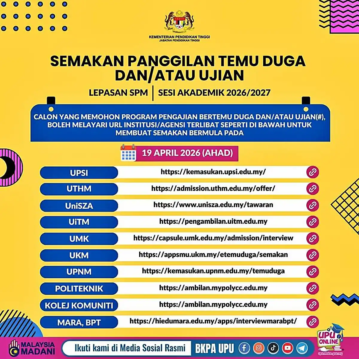 interview upu spm 2026