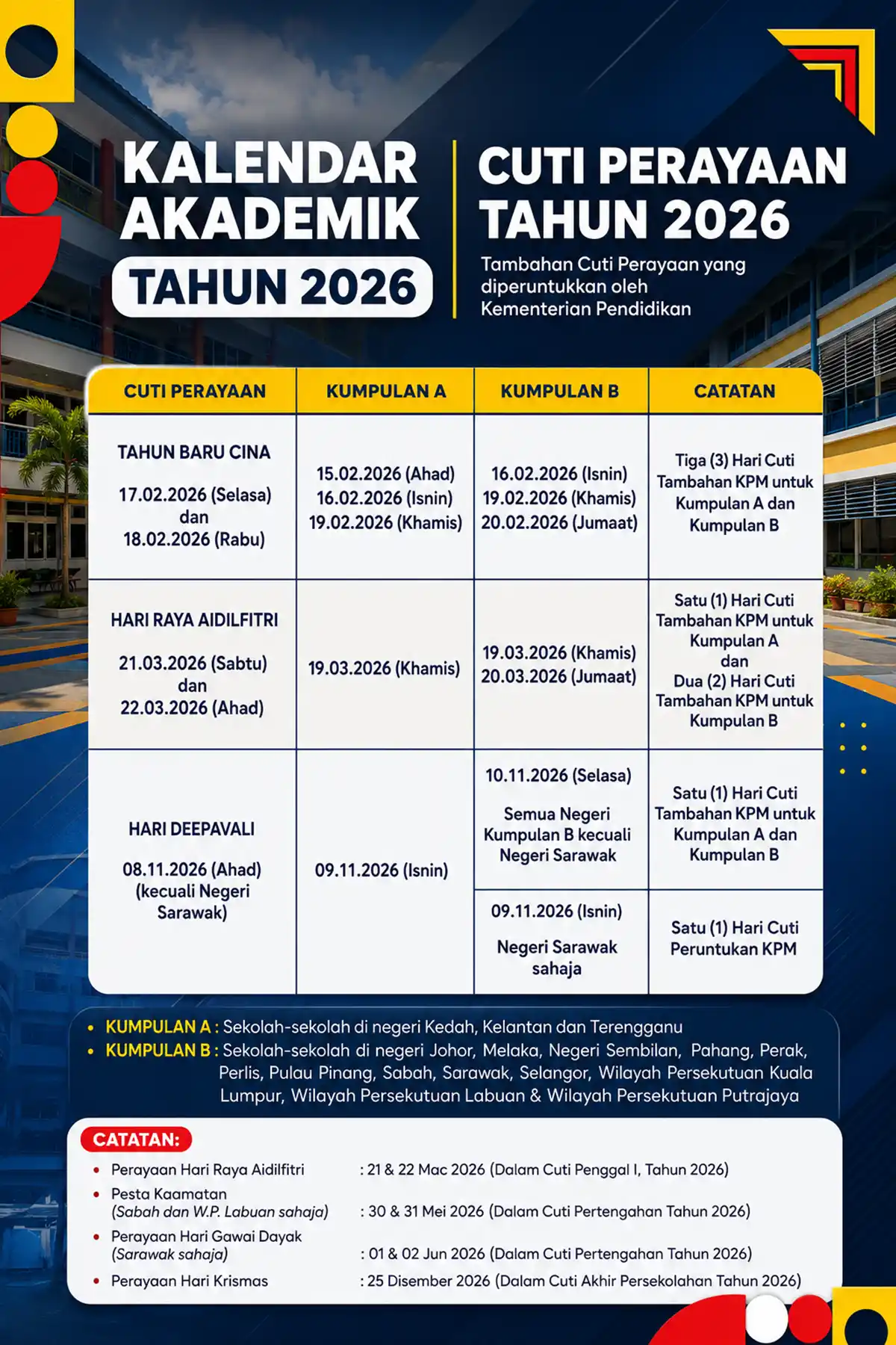 cuti sekolah 2026 perayaan