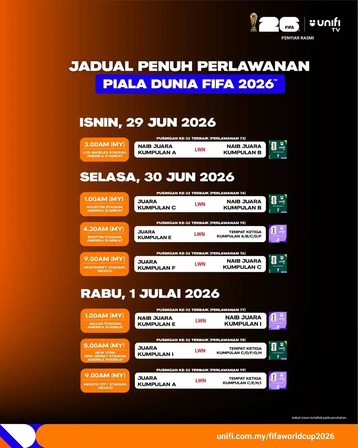 jadual siaran langsung piala dunia 2026 unifi tv 11