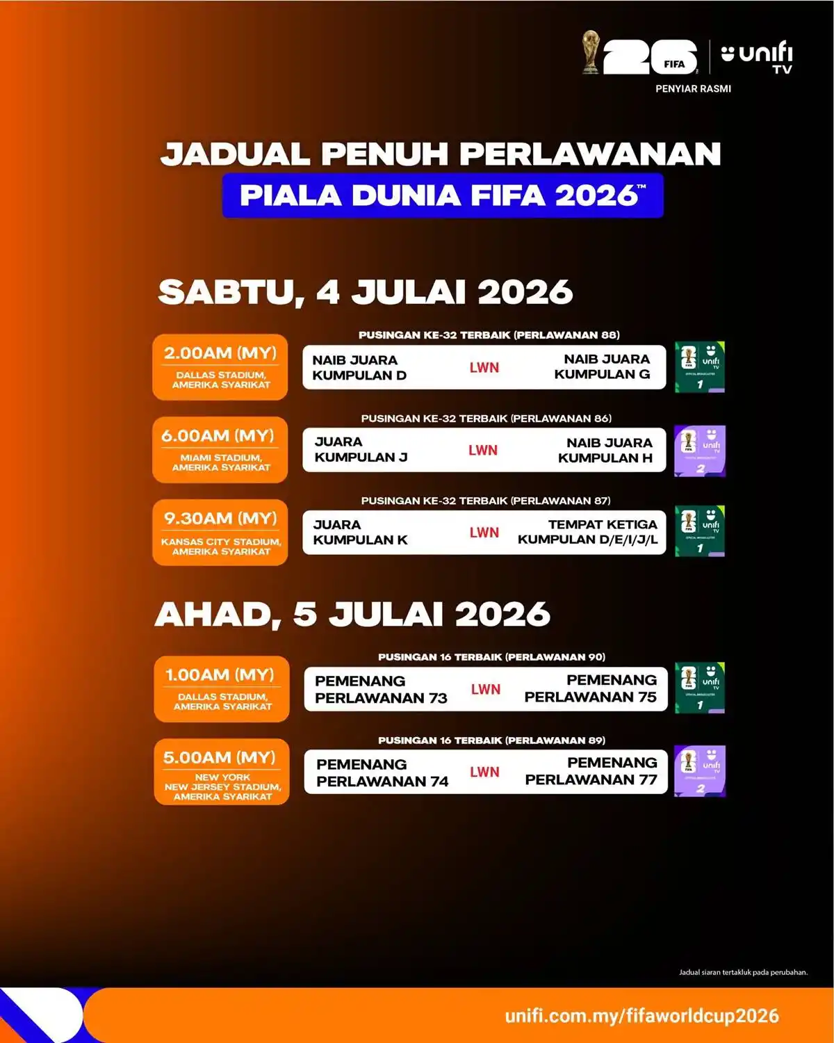 jadual siaran langsung piala dunia 2026 unifi tv 13