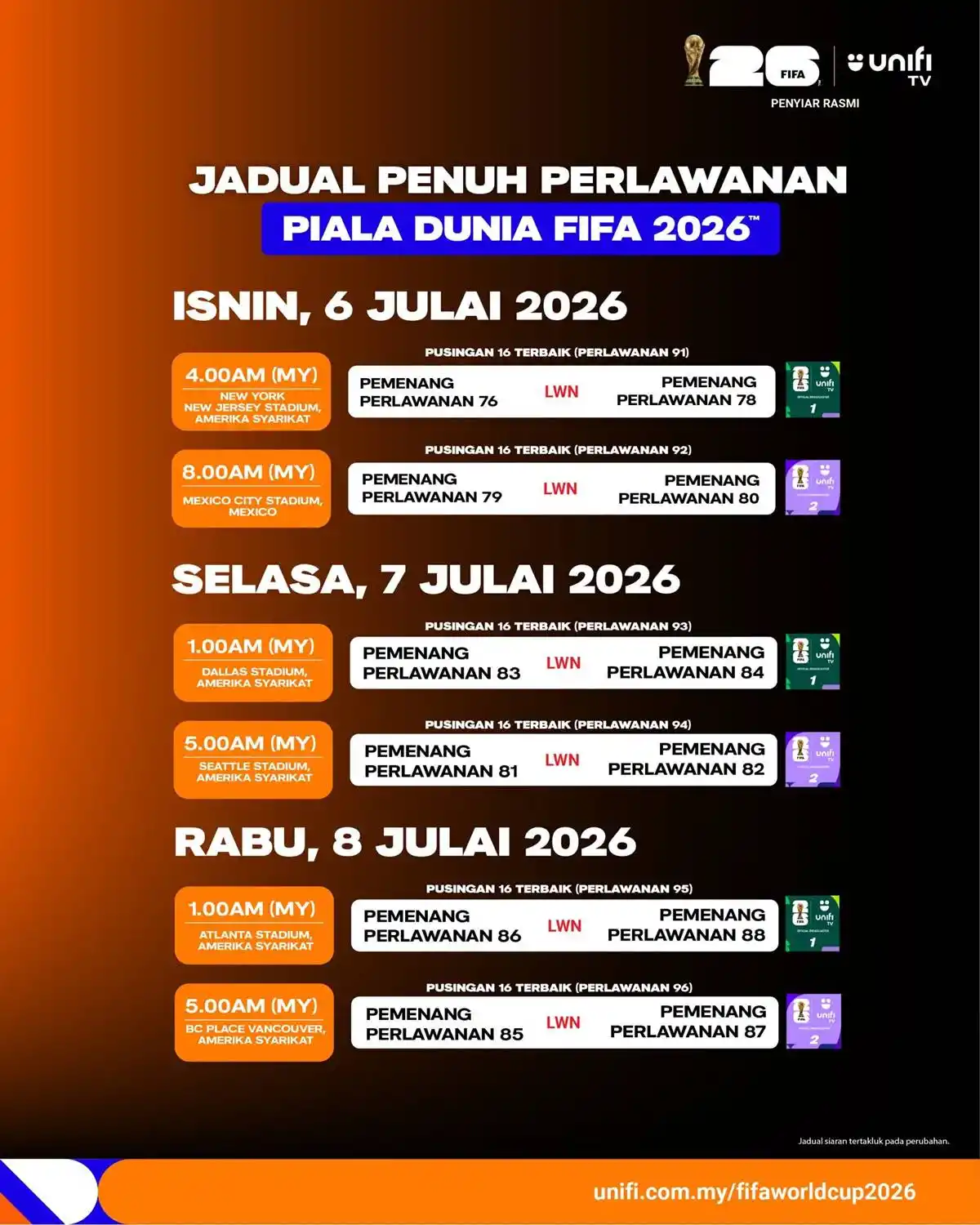 jadual siaran langsung piala dunia 2026 unifi tv 14