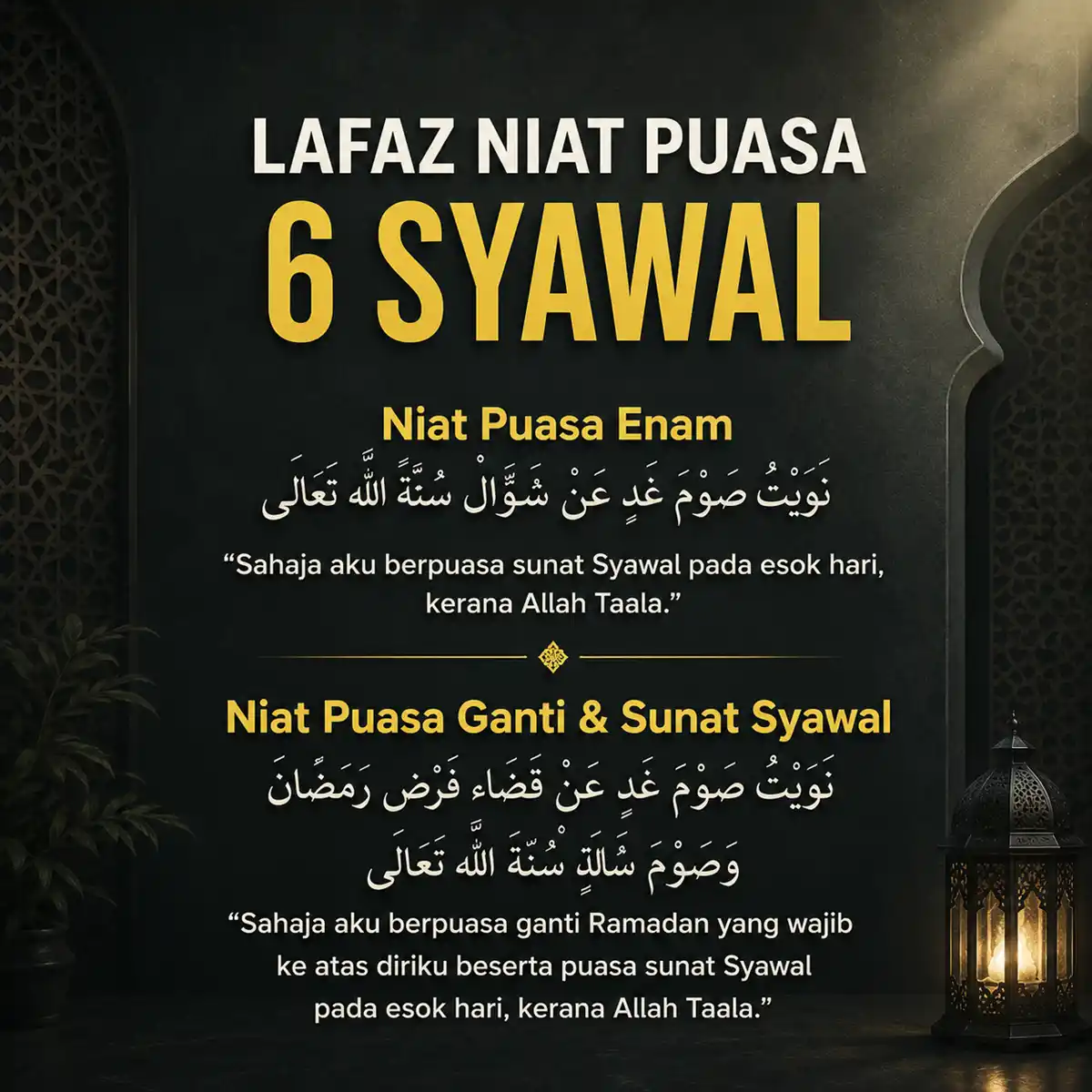lafaz niat puasa sunat 6 syawal