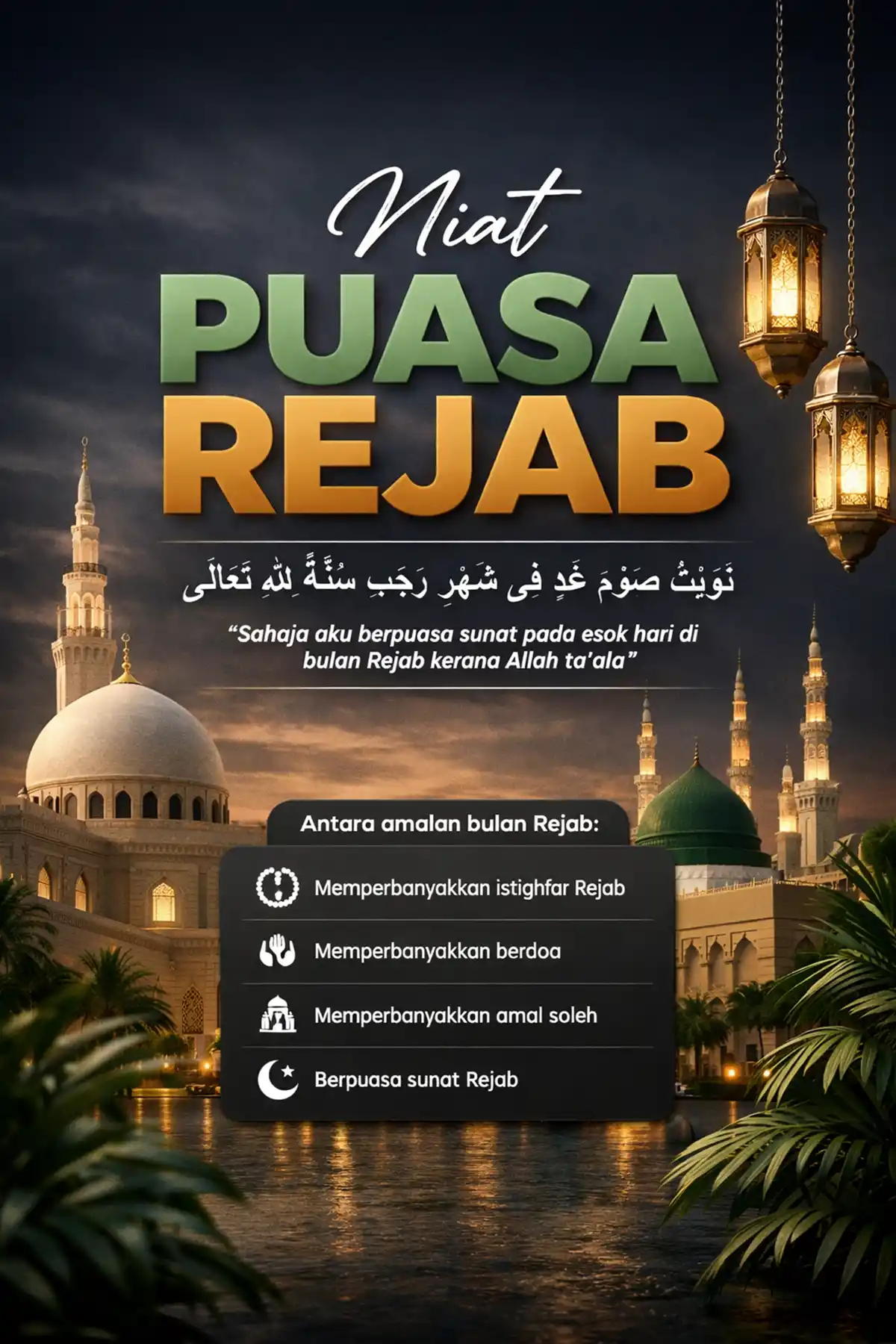 lafaz niat puasa sunat rejab